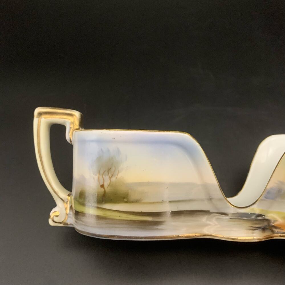 Antique 1918 Noritake Morimuru Porcelain Spoon Holder Hand Painted Landscape - Picture 9 of 16